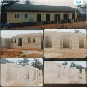 Cross section of the houses and shops for widows under construction Cross section of the houses and shops for widows under construction